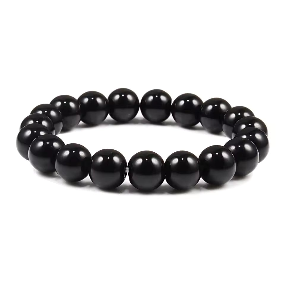 Bracelet d'ancrage en obsidienne noire